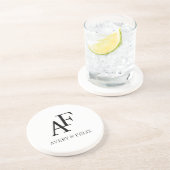 Weddenschap Monogram Black en White Elegant Guest Zandsteen Onderzetter (Zijkant)