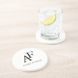 Weddenschap Monogram Black en White Elegant Guest Zandsteen Onderzetter