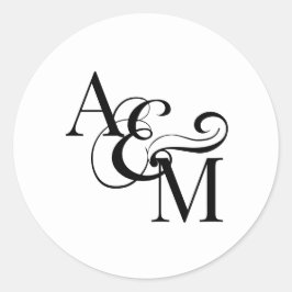 Weddenschap Monogram Black White Simple Elegant Ronde Sticker