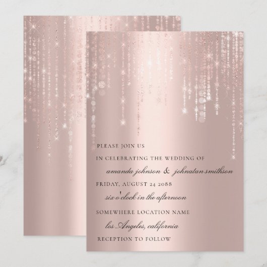 Weddenschap Monogram Blush Roos Strings Confetti Kaart (Voorkant / Achterkant)