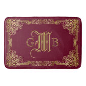 Weddenschap-monogram Classic Gold Lijst Burgundy Badmat (Voorkant)