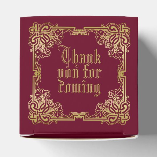 Weddenschap-monogram Classic Gold Lijst Burgundy Bedankdoosjes (Bovenkant)