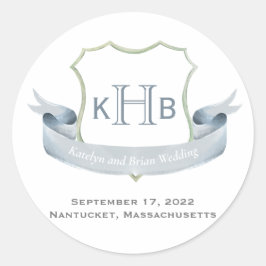 Weddenschap Monogram Crest Logo Ronde Sticker