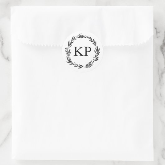 Weddenschap Monogram Custom Wreath Harvest Ronde Sticker (Tas)