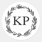 Weddenschap Monogram Custom Wreath Harvest Ronde Sticker (Voorkant)