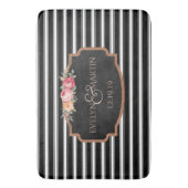 Weddenschap Monogram | Elegant Black Stripe Bath D Badmat (Voorkant Verticaal)