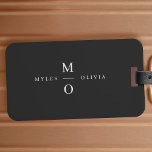 Weddenschap Monogram Elegant Minimal Stylish Black Bagagelabel<br><div class="desc">Een minimalistisch monogram bruiloft ontwerp met elegante typografie in wit op een zwarte achtergrond. De tekst kan gemakkelijk worden gepersonaliseerd voor uw speciale dag!</div>