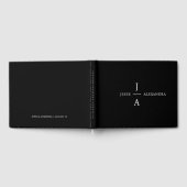 Weddenschap Monogram Elegant Minimal Stylish Black Gastenboek (Volledig)
