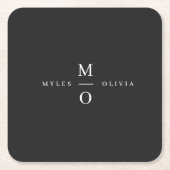 Weddenschap Monogram Elegant Minimal Stylish Black Kartonnen Onderzetters (Voorkant)