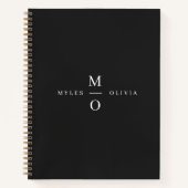Weddenschap Monogram Elegant Minimal Stylish Black Notitieboek (Voorkant)