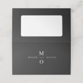 Weddenschap Monogram Elegant Minimal Stylish Black Plaatskaartje (Buitenkant ongevouwen)
