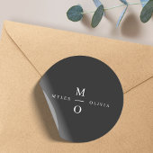 Weddenschap Monogram Elegant Minimal Stylish Black Ronde Sticker
