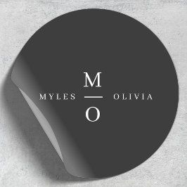 Weddenschap Monogram Elegant Minimal Stylish Black Ronde Sticker