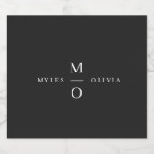 Weddenschap Monogram Elegant Minimal Stylish Black Sparkling Wijnetiket (Enkel label)