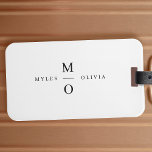 Weddenschap Monogram Elegant Minimalist Simple Whi Bagagelabel<br><div class="desc">Een minimalistisch monogram bruiloft ontwerp met elegante typografie in zwart op een eenvoudige witte achtergrond. De tekst kan gemakkelijk worden gepersonaliseerd voor uw speciale dag!</div>