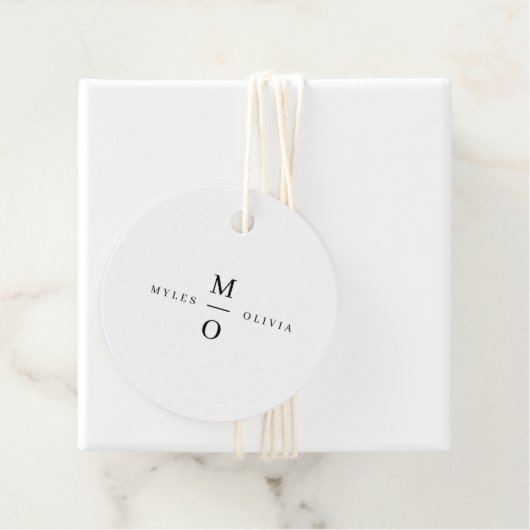 Weddenschap Monogram Elegant Minimalist Simple Whi Bedankjes Labels (In situ)