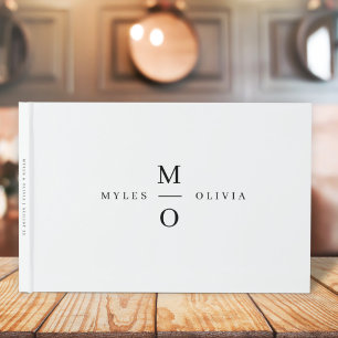 Weddenschap Monogram Elegant Minimalist Simple Whi Gastenboek