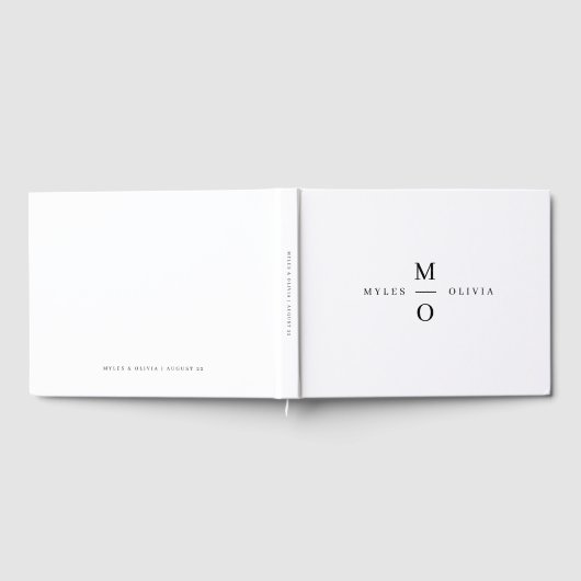 Weddenschap Monogram Elegant Minimalist Simple Whi Gastenboek (Volledig)