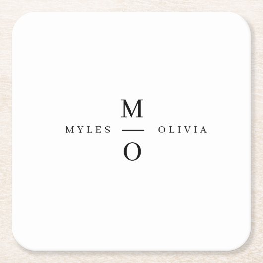 Weddenschap Monogram Elegant Minimalist Simple Whi Kartonnen Onderzetters (Voorkant)