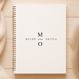 Weddenschap Monogram Elegant Minimalist Simple Whi Notitieboek