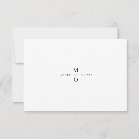 Weddenschap Monogram Elegant Minimalist Simple Whi Notitiekaartje (Achterkant)