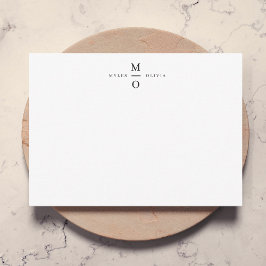 Weddenschap Monogram Elegant Minimalist Simple Whi Notitiekaartje