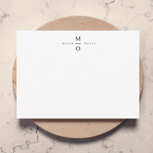 Weddenschap Monogram Elegant Minimalist Simple Whi Notitiekaartje