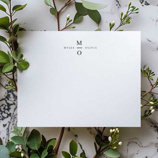Weddenschap Monogram Elegant Minimalist Simple Whi Notitiekaartje