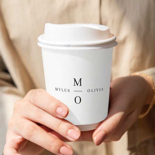 Weddenschap Monogram Elegant Minimalist Simple Whi Papieren Bekers