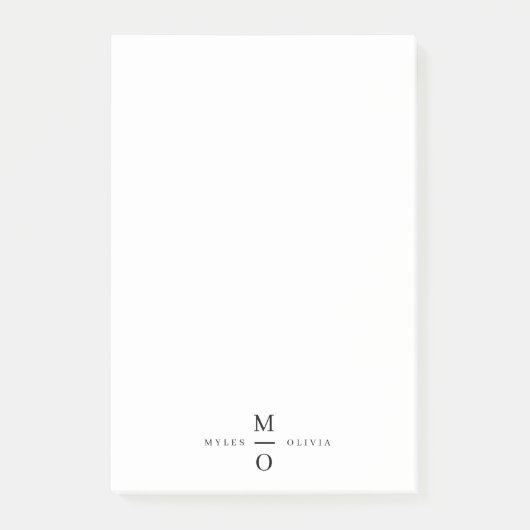 Weddenschap Monogram Elegant Minimalist Simple Whi Post-it® Notes (Voorkant)