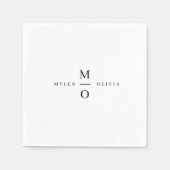 Weddenschap Monogram Elegant Minimalist Simple Whi Servet (Voorkant)