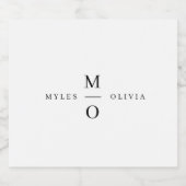 Weddenschap Monogram Elegant Minimalist Simple Whi Sparkling Wijnetiket (Enkel label)