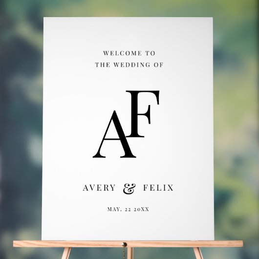 Weddenschap Monogram Elegant Minimalist Welkom Acryl Bord (Neutraal)
