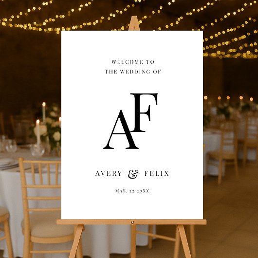 Weddenschap Monogram Elegant Minimalist Welkom Acryl Bord