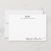 Weddenschap Monogram Elegant Script Names Bedankkaart (Voorkant)