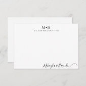Weddenschap Monogram Elegant Script Names Bedankkaart (Voorkant / Achterkant)