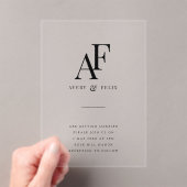 Weddenschap Monogram Elegant Simple Minimalist Acryl Uitnodigingen (Insitu (Draagbaar))