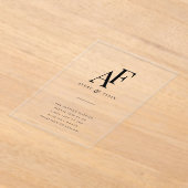 Weddenschap Monogram Elegant Simple Minimalist Acryl Uitnodigingen (Laagn)