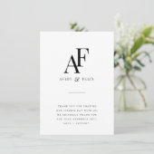 Weddenschap Monogram Elegant Simple Minimalist Bedankkaart (Staand voorkant)