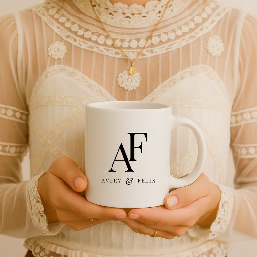 Weddenschap Monogram Elegant Simple Minimalist Koffiemok
