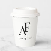 Weddenschap Monogram Elegant Simple Minimalist Papieren Bekers (Voorkant)