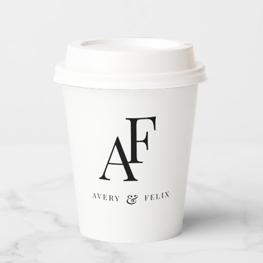 Weddenschap Monogram Elegant Simple Minimalist Papieren Bekers (Voorkant)