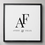 Weddenschap Monogram Elegant Simple Minimalist Pel En Plak Fototegel<br><div class="desc">Een eenvoudig huwelijksmonogram met klassieke,  traditionele typografie in zwart-wit in elegante stijl. De tekst kan gemakkelijk met uw namen voor het perfect gepersonaliseerde ontwerp worden aangepast!</div>