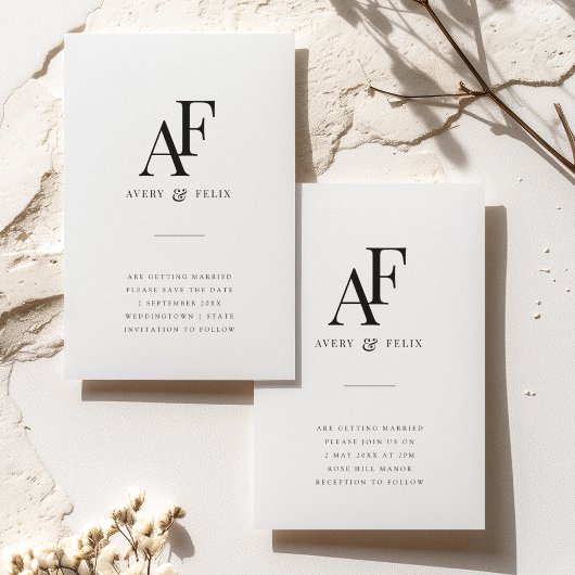 Weddenschap Monogram Elegant Simple Minimalist Save The Date