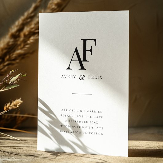 Weddenschap Monogram Elegant Simple Minimalist Save The Date