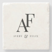 Weddenschap Monogram Elegant Simple Minimalist Stenen Onderzetter (Voorkant)