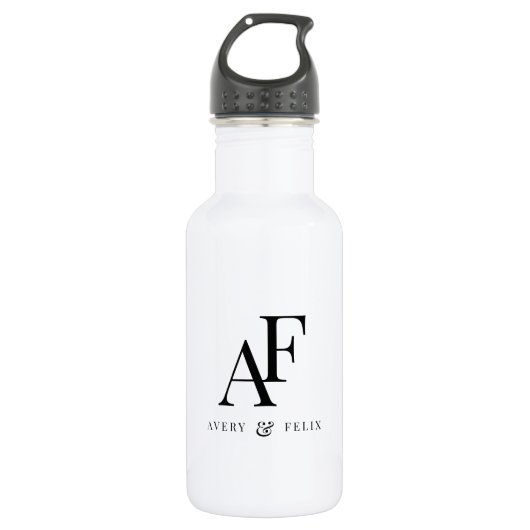 Weddenschap Monogram Elegant Simple Minimalist Waterfles (Voorkant)