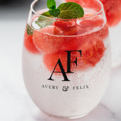 Weddenschap Monogram Elegant Simple Minimalist Wijnglas Zonder Voet