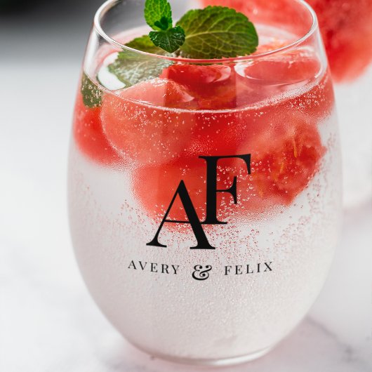 Weddenschap Monogram Elegant Simple Minimalist Wijnglas Zonder Voet