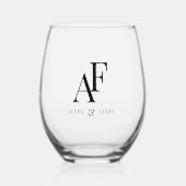Weddenschap Monogram Elegant Simple Minimalist Wijnglas Zonder Voet (Voorkant)